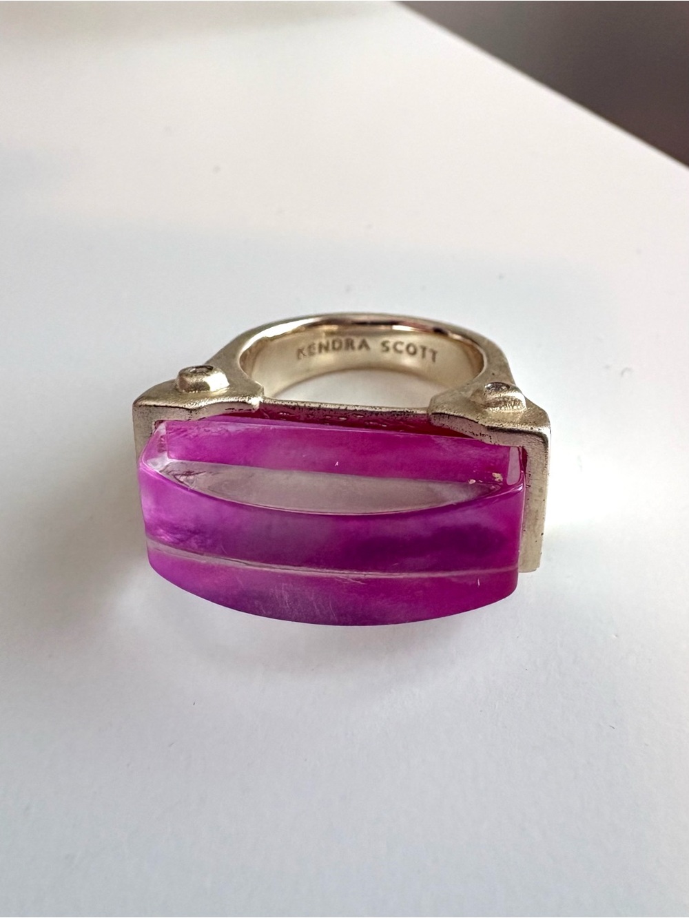 Kendra Scott Jeanne Cocktail Ring in Magenta Pink & Silver Tone